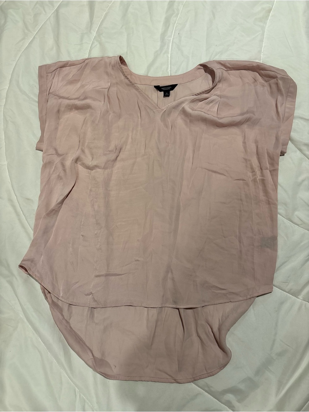 Simply Vera Vera Wang Blush Pink V-Neck Short Sleeve Blouse size XL